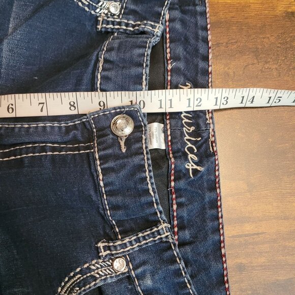 Maurices Jeans Sz 20 Skinny Mid Rise Dark Wash Thick Stitch Embellished Stretch - Picture 7 of 10